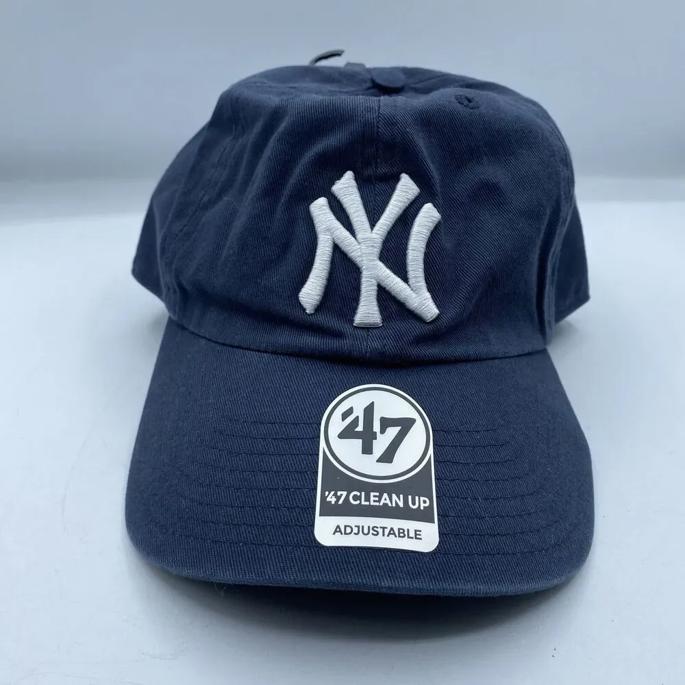 New York Yankees Hat Adjustable 47 Brand Blue Clean Up MLB Strapback NWT